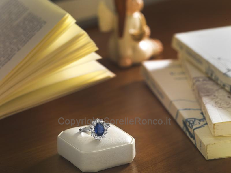 ANELLO ORO DIAMANTI E ZAFFIRO 1.65 CT